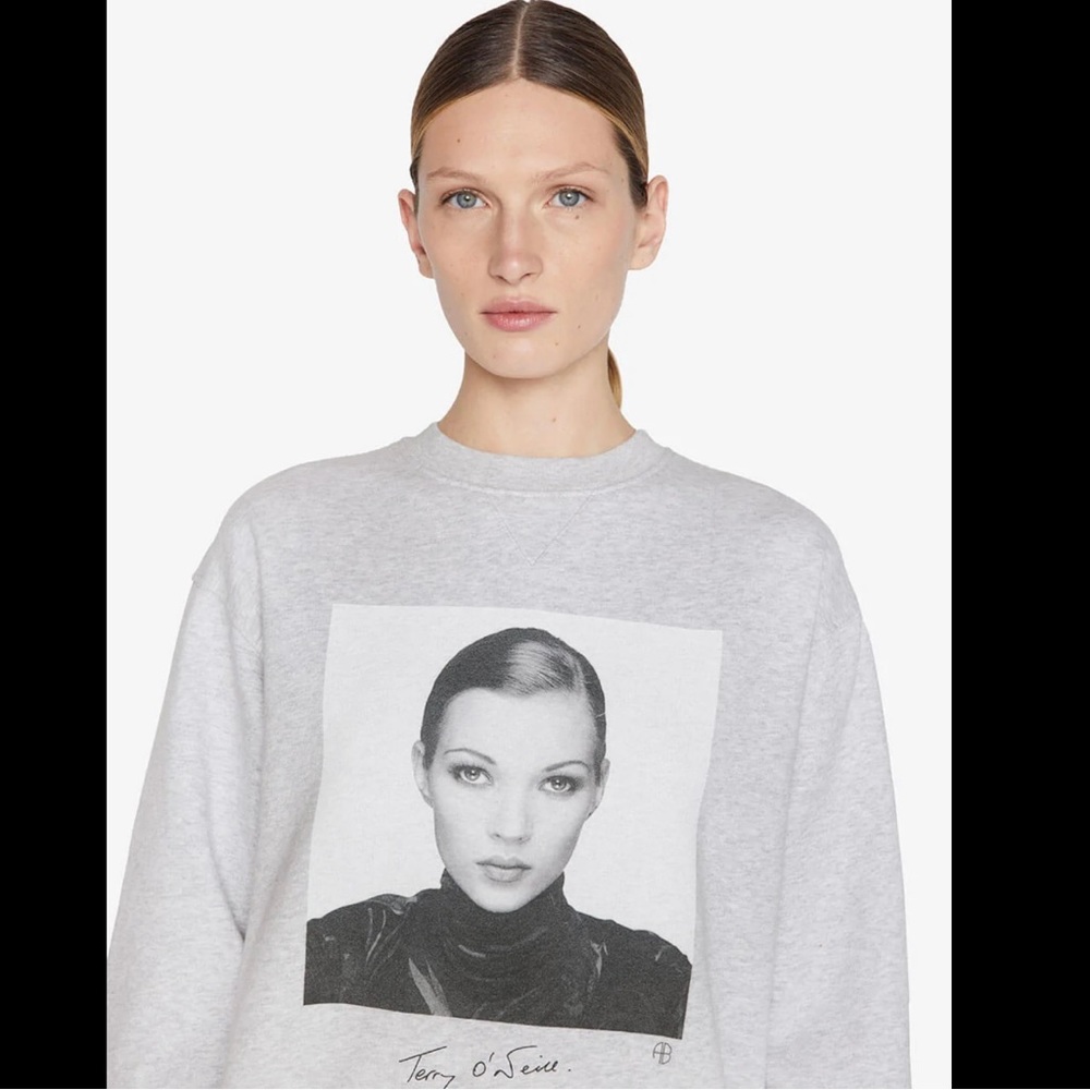 Anine Bing Gray Sweatshirt with Kate Moss Print